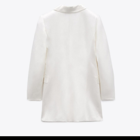 Zara Satin effect White long blazer - Picture 4 of 6